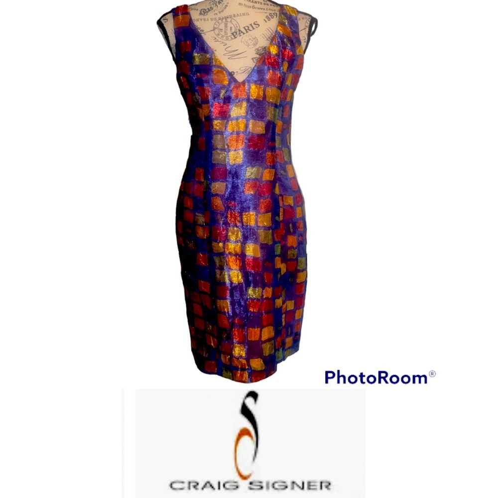 Craig Signer Sheath Dress Size 4 Geometric Print